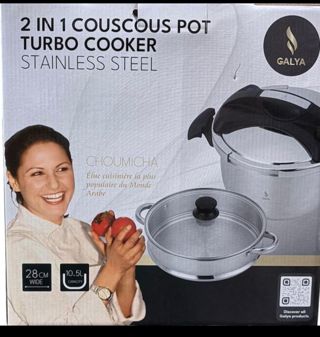 Pentola a Pressione e Couscoussiera 2 in 1 Galya 10.5 Litri in Acciaio Inox