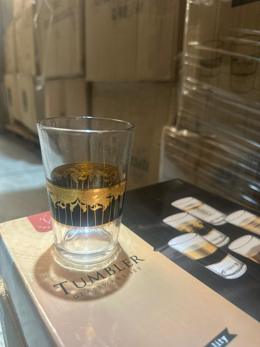 Set 6 Bicchieri Tumbler Royal Swiss in Vetro con Decoro Oro Greco