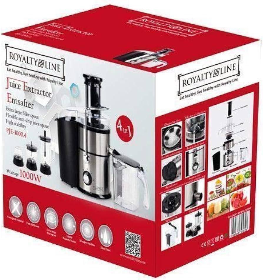 Estrattore di Succo e Centrifuga 4 in 1 Royalty Line 1000W in Acciaio Inox