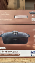 teglia rettangolare alta da forno e fornello, dotata di coperchio in vetro con pomello aroma.